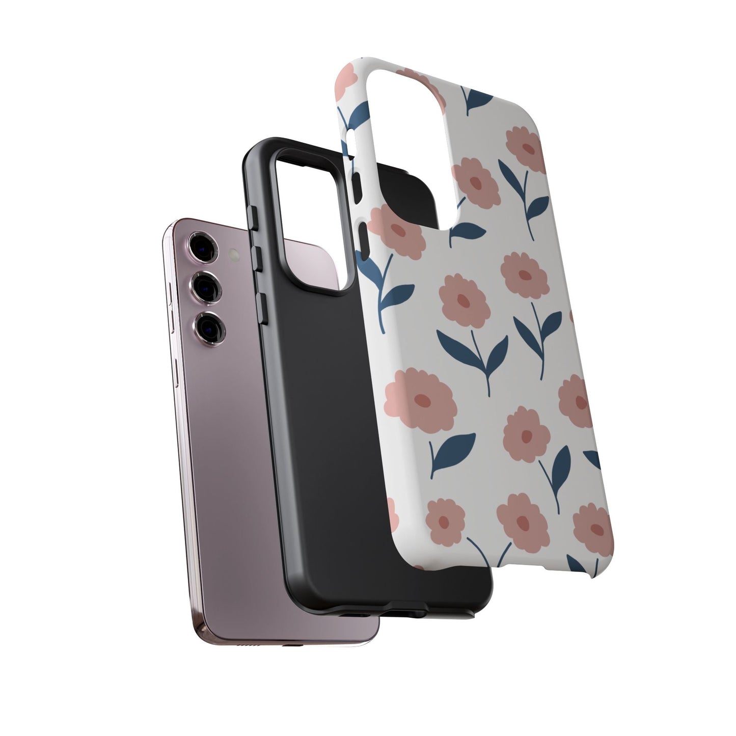 Playful Pink Floral Tough Samsung Galaxy Case – Soft Pastel Design, Slim & Shockproof - BOGO Cases