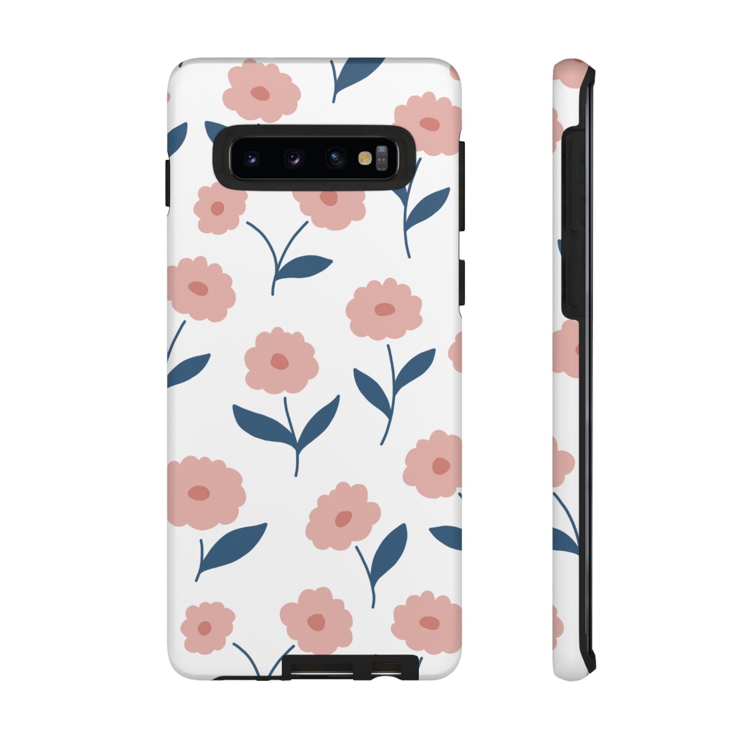 Playful Pink Floral Tough Samsung Galaxy Case – Soft Pastel Design, Slim & Shockproof - BOGO Cases