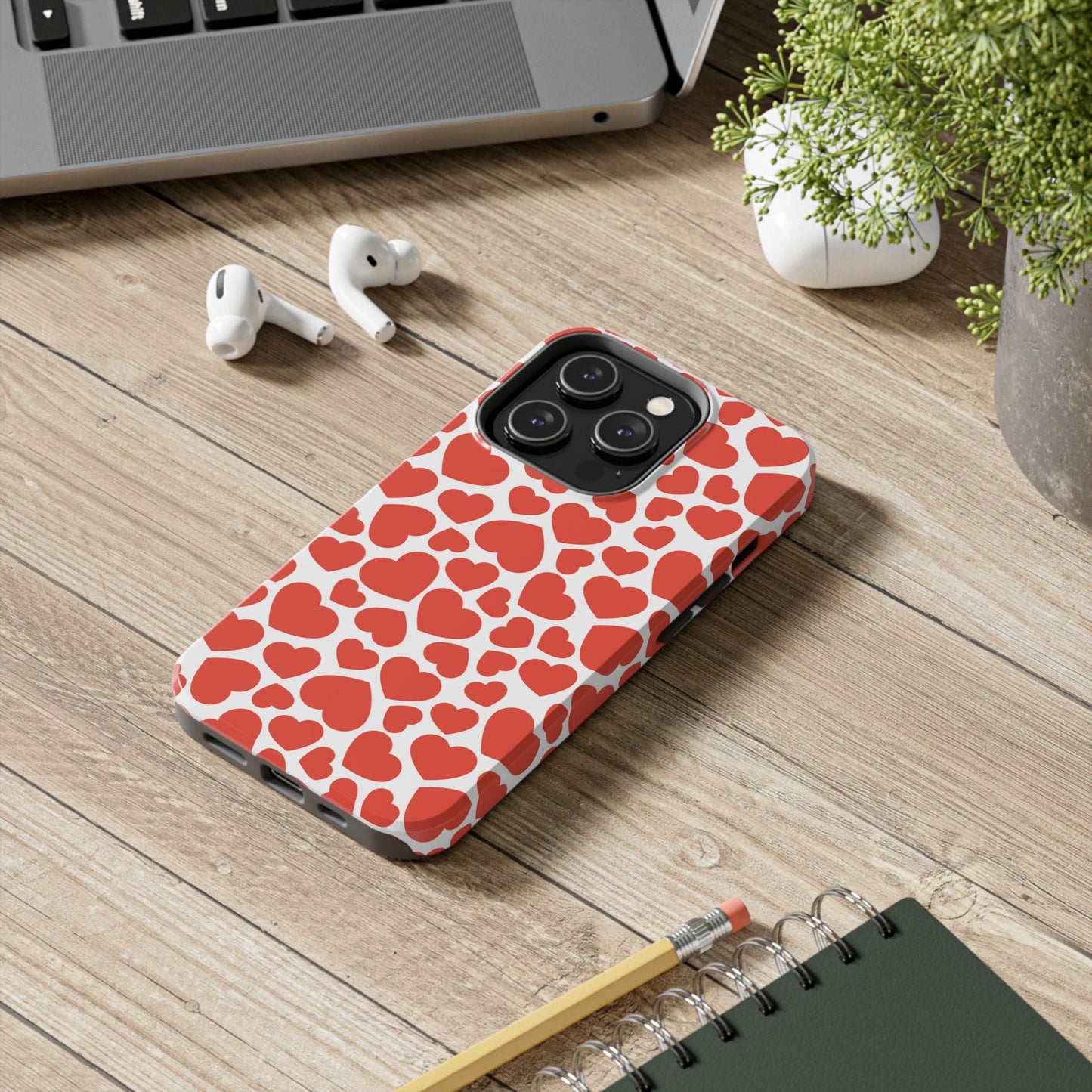 Playful White Hearts on Red iPhone Case - BOGO Cases