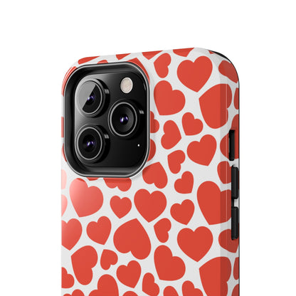 Playful White Hearts on Red iPhone Case - BOGO Cases