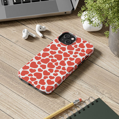 Playful White Hearts on Red iPhone Case - BOGO Cases
