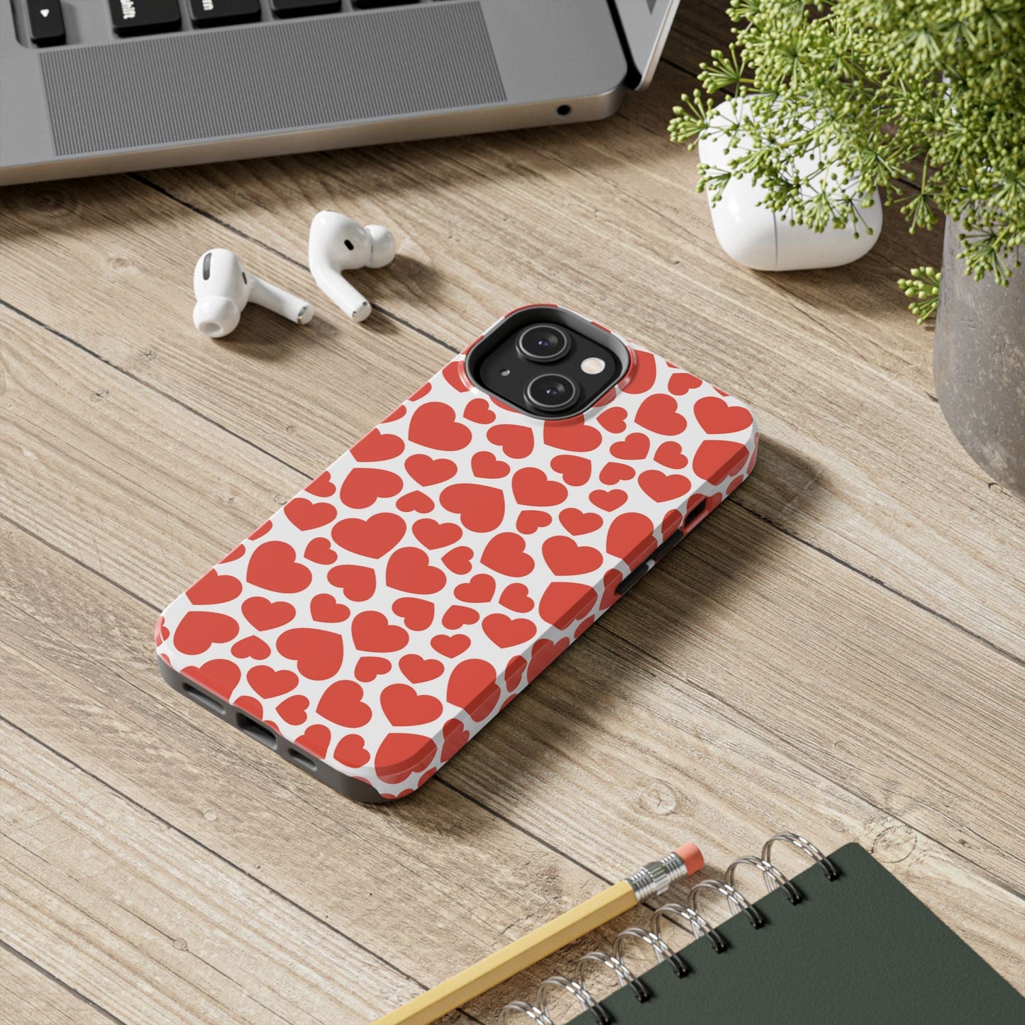 Playful White Hearts on Red iPhone Case - BOGO Cases