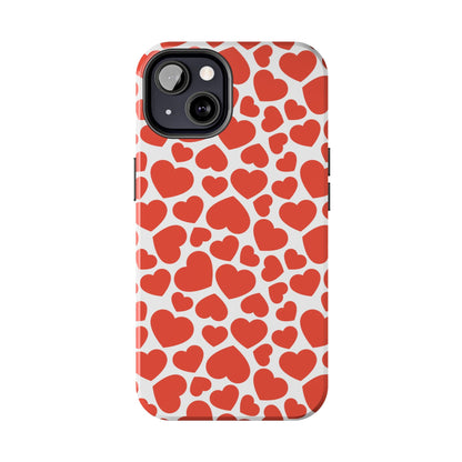 Playful White Hearts on Red iPhone Case - BOGO Cases