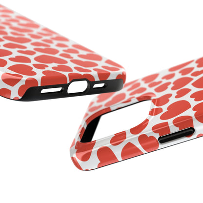 Playful White Hearts on Red iPhone Case - BOGO Cases