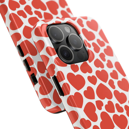 Playful White Hearts on Red iPhone Case - BOGO Cases