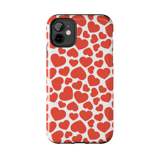 Playful White Hearts on Red iPhone Case - BOGO Cases