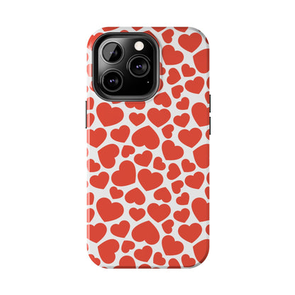 Playful White Hearts on Red iPhone Case - BOGO Cases