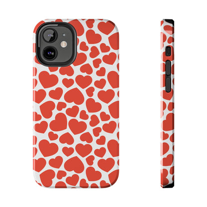 Playful White Hearts on Red iPhone Case - BOGO Cases