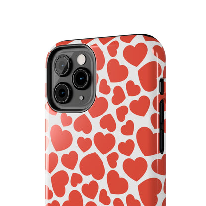 Playful White Hearts on Red iPhone Case - BOGO Cases