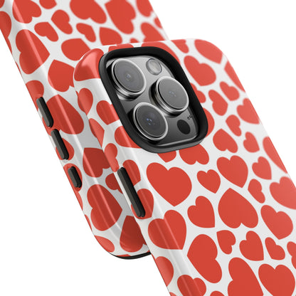 Playful White Hearts on Red iPhone Case - BOGO Cases