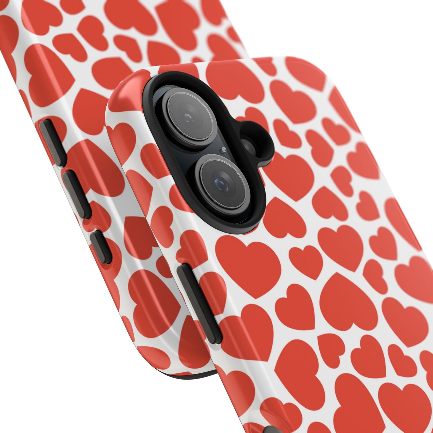 Playful White Hearts on Red iPhone Case - BOGO Cases