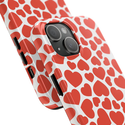 Playful White Hearts on Red iPhone Case - BOGO Cases
