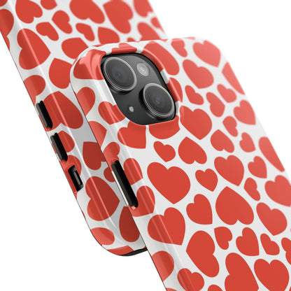 Playful White Hearts on Red iPhone Case - BOGO Cases