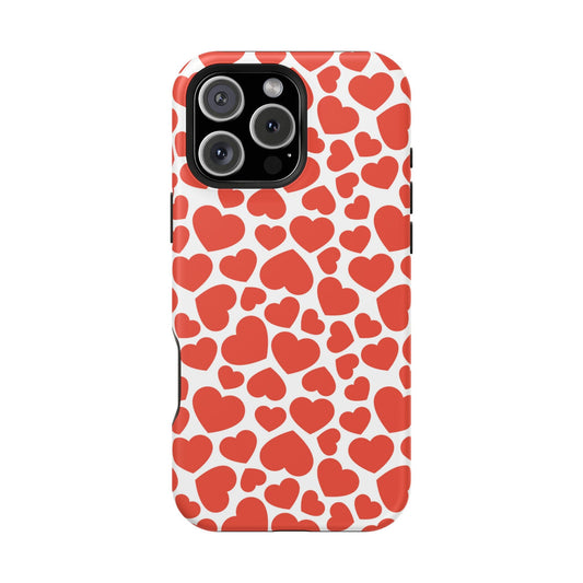 Playful White Hearts on Red MagSafe Case - BOGO Cases