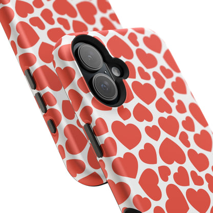 Playful White Hearts on Red MagSafe Case - BOGO Cases