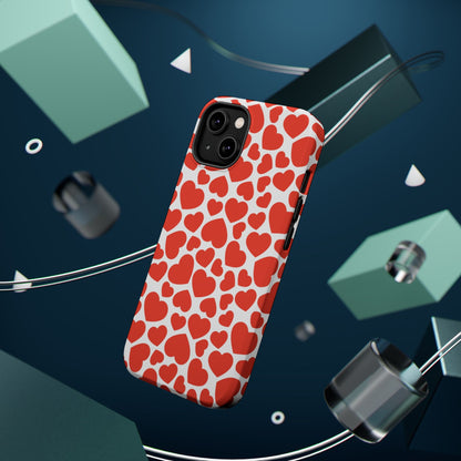 Playful White Hearts on Red MagSafe Case - BOGO Cases