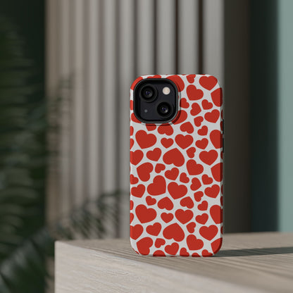 Playful White Hearts on Red MagSafe Case - BOGO Cases