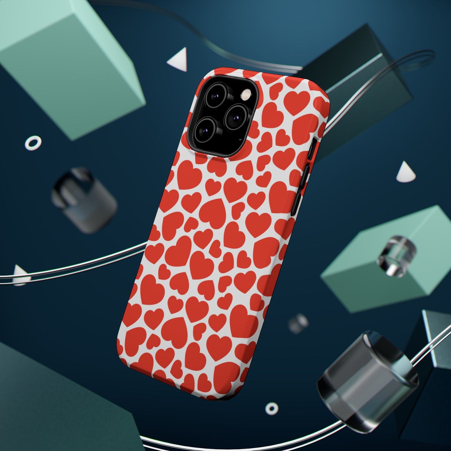 Playful White Hearts on Red MagSafe Case - BOGO Cases