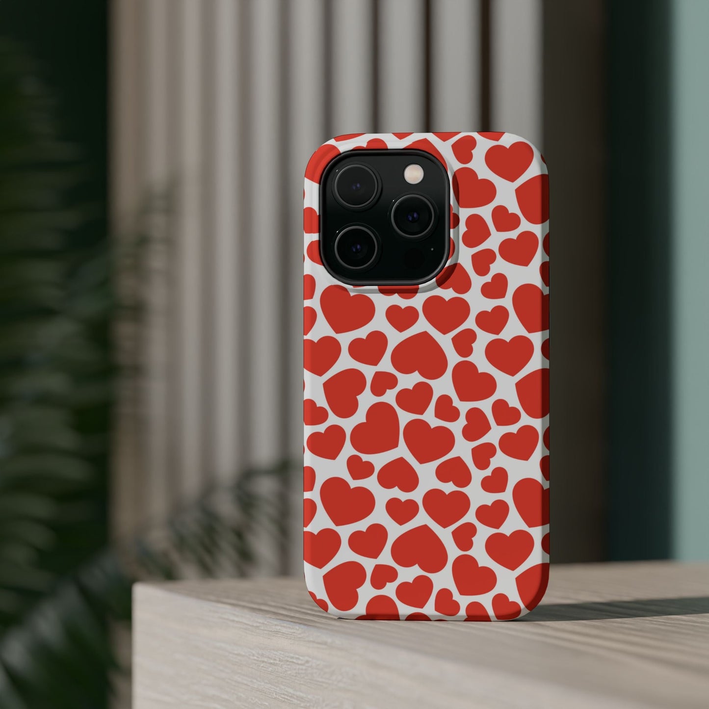Playful White Hearts on Red MagSafe Case - BOGO Cases