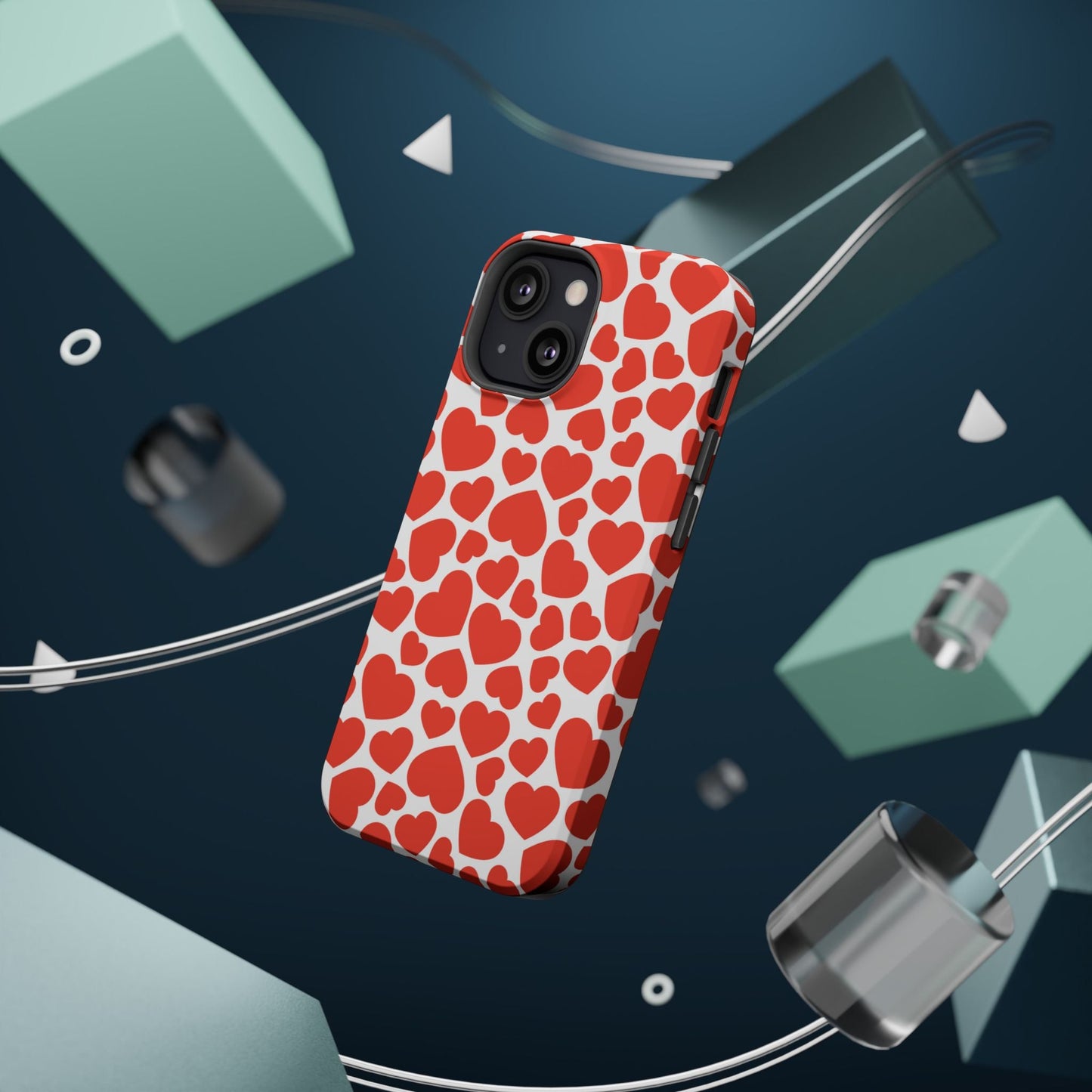 Playful White Hearts on Red MagSafe Case - BOGO Cases