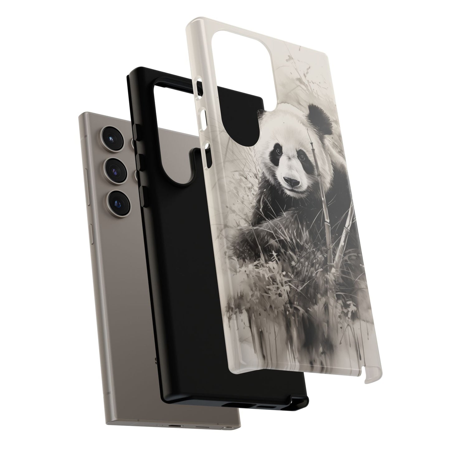 Premium Cute Phone Case: Charcoal Art Panda Bear Phone Cover - Dual Layer Protection for iPhone & Samsung Galaxy - Tough and Stylish! - BOGO Cases