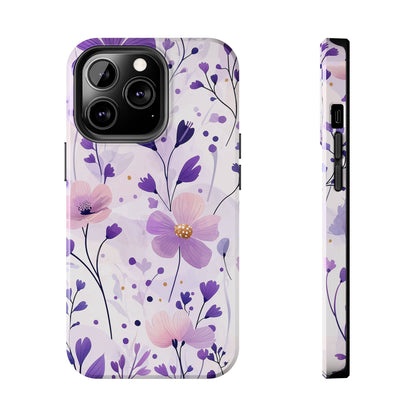 Purple Floral Bliss iPhone Case – Delicate Blossom Design - BOGO Cases