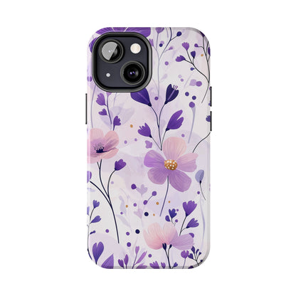 Purple Floral Bliss iPhone Case – Delicate Blossom Design - BOGO Cases