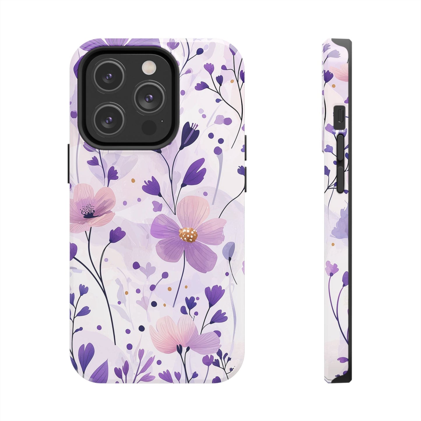 Purple Floral Bliss iPhone Case – Delicate Blossom Design - BOGO Cases