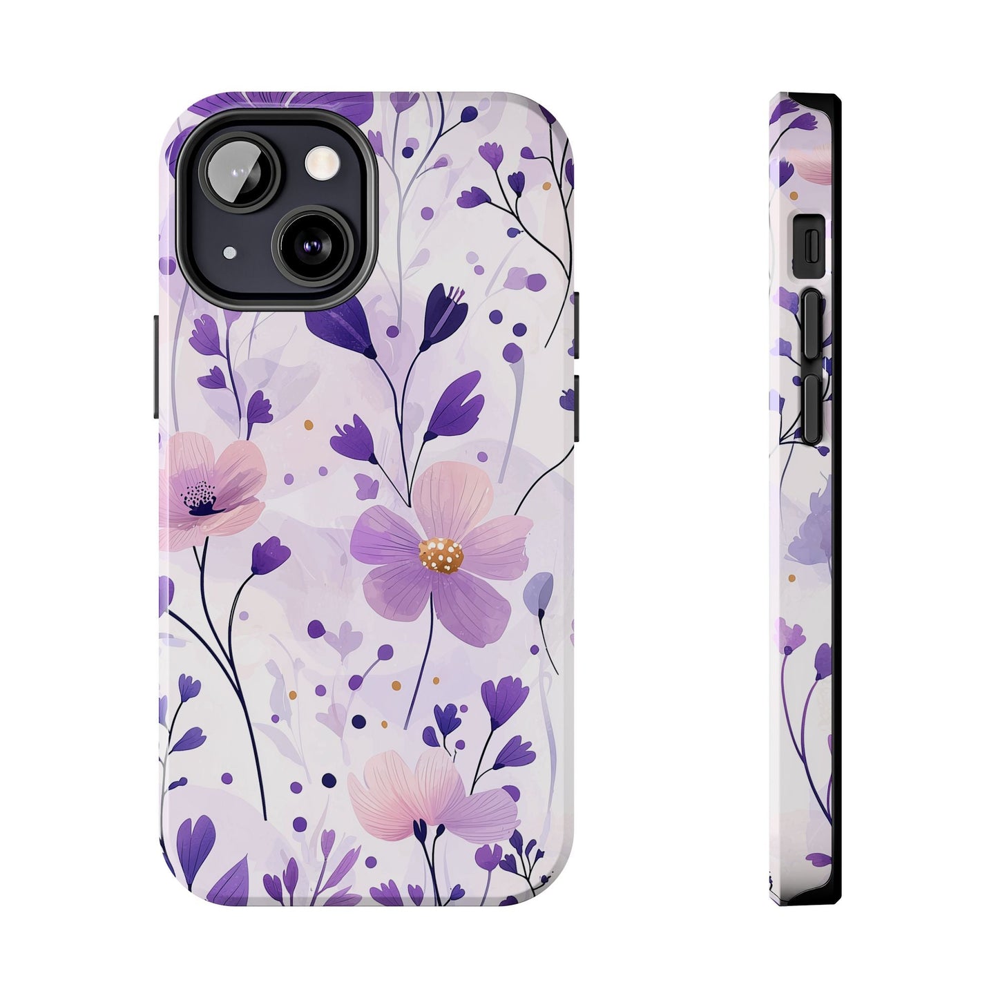 Purple Floral Bliss iPhone Case – Delicate Blossom Design - BOGO Cases