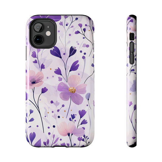 Purple Floral Bliss iPhone Case – Delicate Blossom Design - BOGO Cases