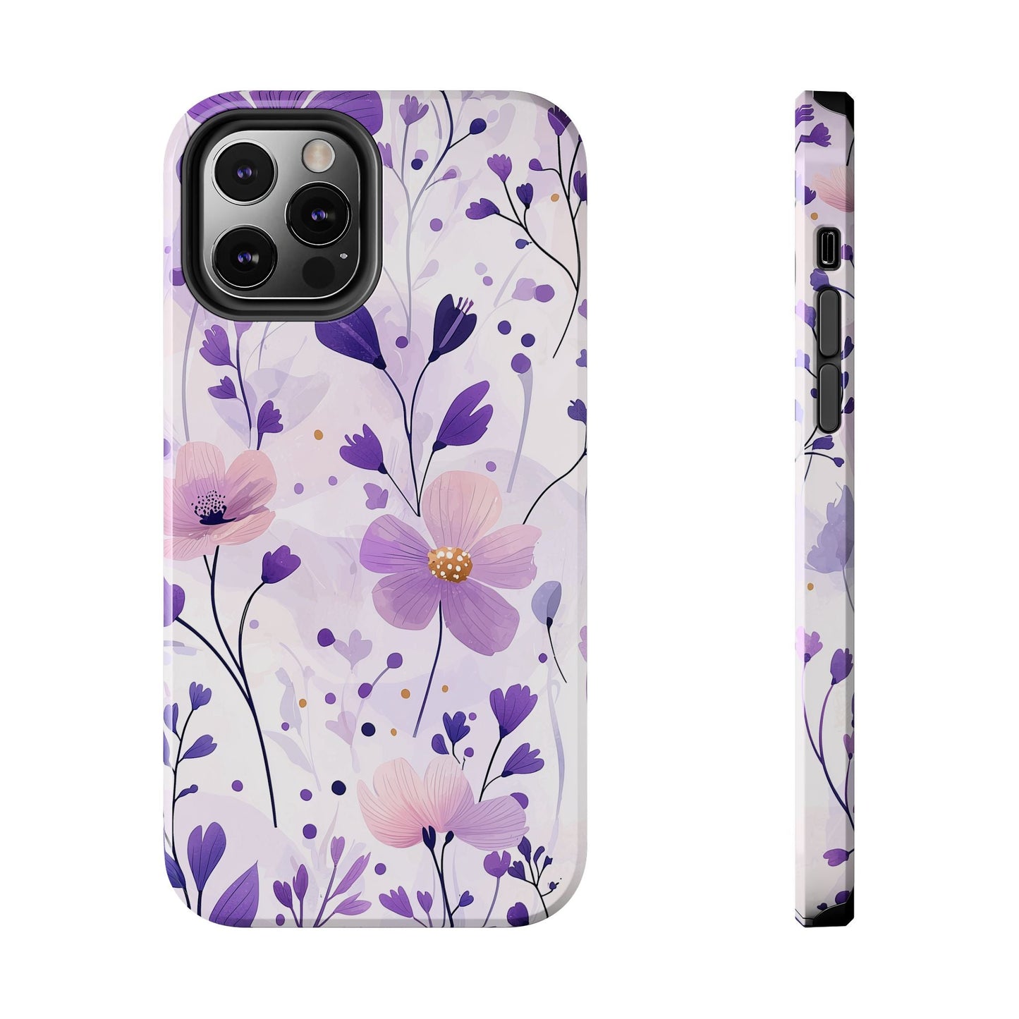 Purple Floral Bliss iPhone Case – Delicate Blossom Design - BOGO Cases