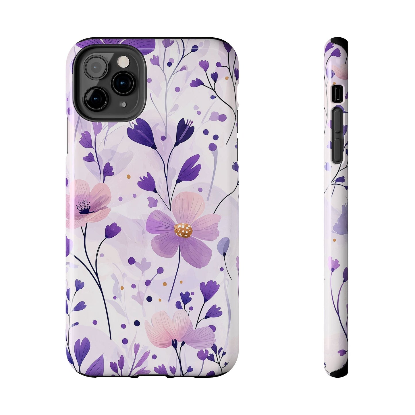 Purple Floral Bliss iPhone Case – Delicate Blossom Design - BOGO Cases