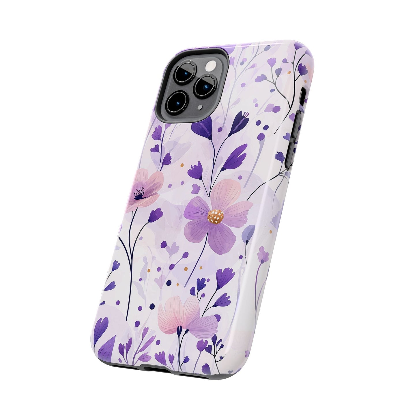 Purple Floral Bliss iPhone Case – Delicate Blossom Design - BOGO Cases