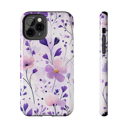 Purple Floral Bliss iPhone Case – Delicate Blossom Design - BOGO Cases