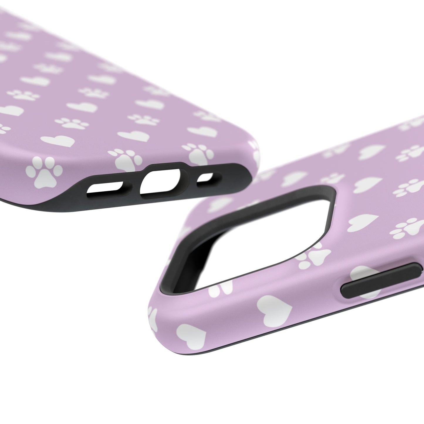 Purple Hearts & Paw Prints - Cute Pet Lover MagSafe iPhone Case - BOGO Cases