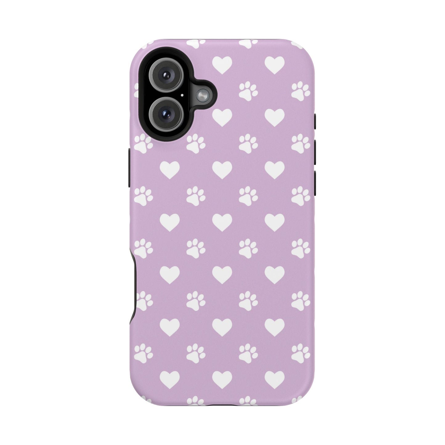 Purple Hearts & Paw Prints - Cute Pet Lover MagSafe iPhone Case - BOGO Cases