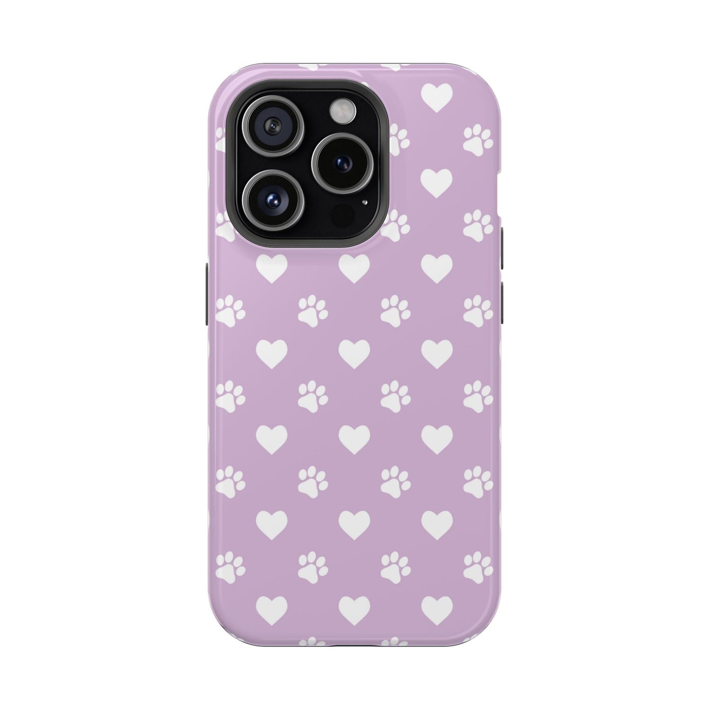 Purple Hearts & Paw Prints - Cute Pet Lover MagSafe iPhone Case - BOGO Cases