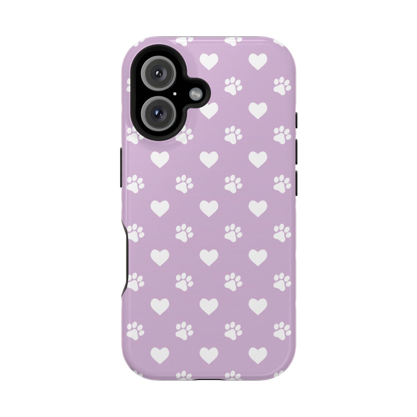 Purple Hearts & Paw Prints - Cute Pet Lover MagSafe iPhone Case - BOGO Cases
