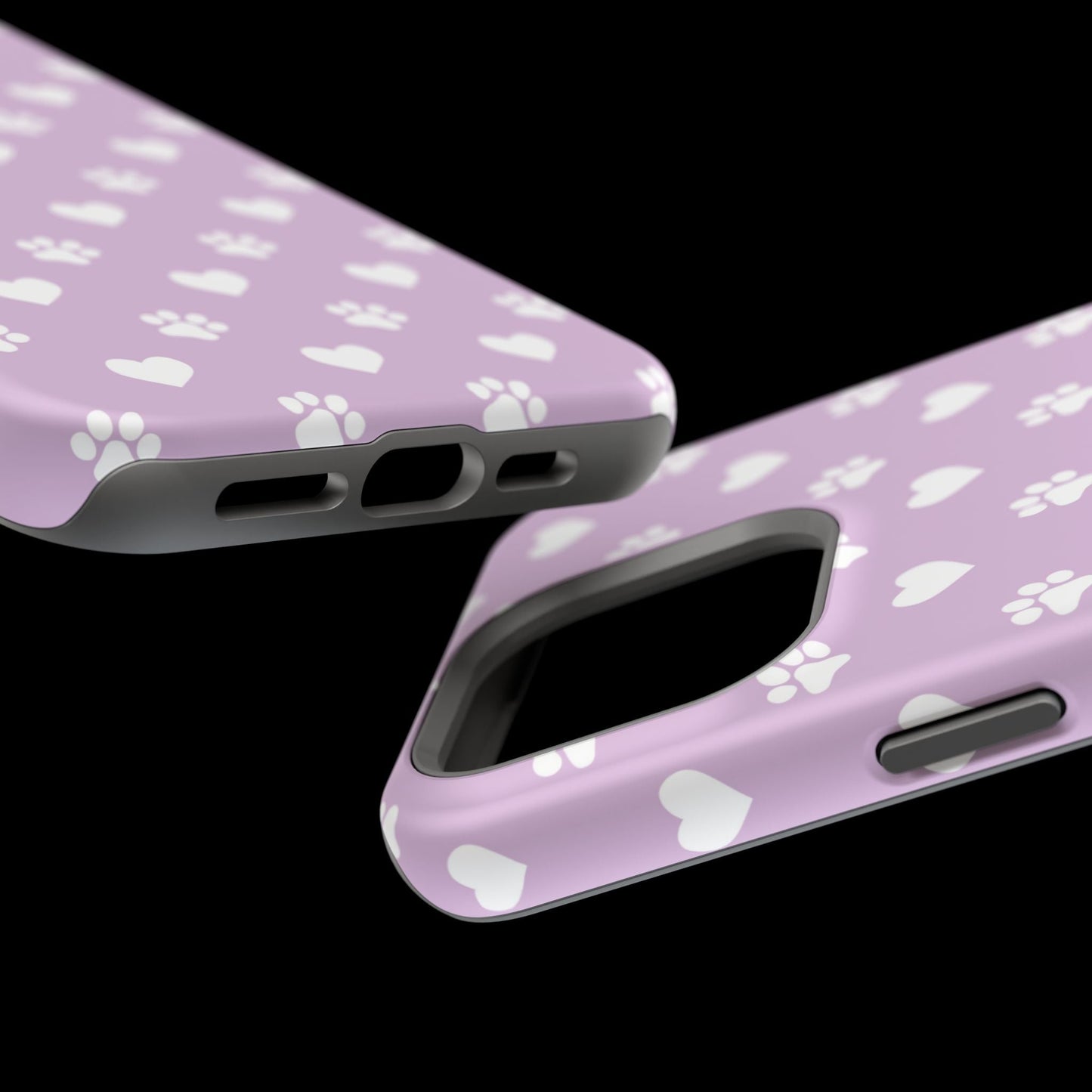 Purple Hearts & Paw Prints - Cute Pet Lover MagSafe iPhone Case - BOGO Cases