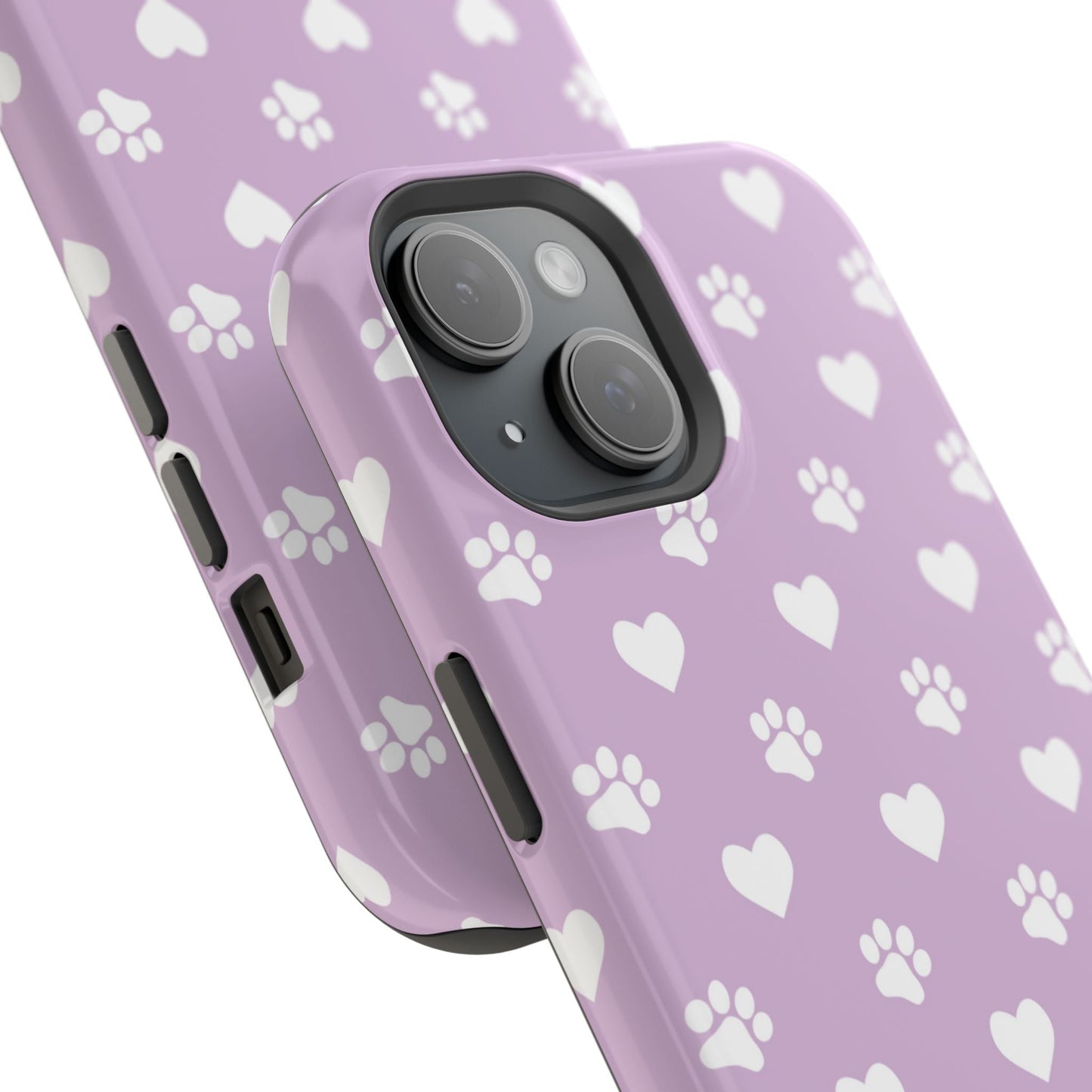 Purple Hearts & Paw Prints - Cute Pet Lover MagSafe iPhone Case - BOGO Cases