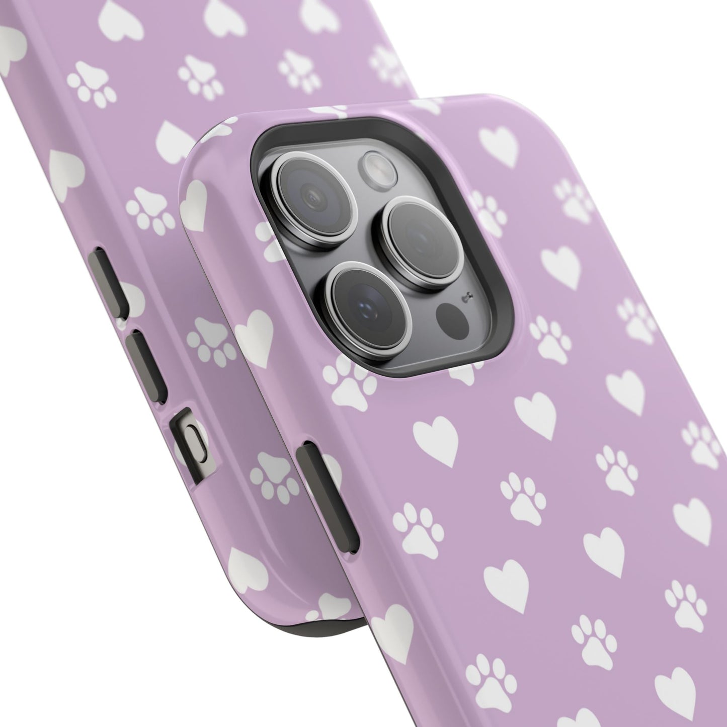 Purple Hearts & Paw Prints - Cute Pet Lover MagSafe iPhone Case - BOGO Cases