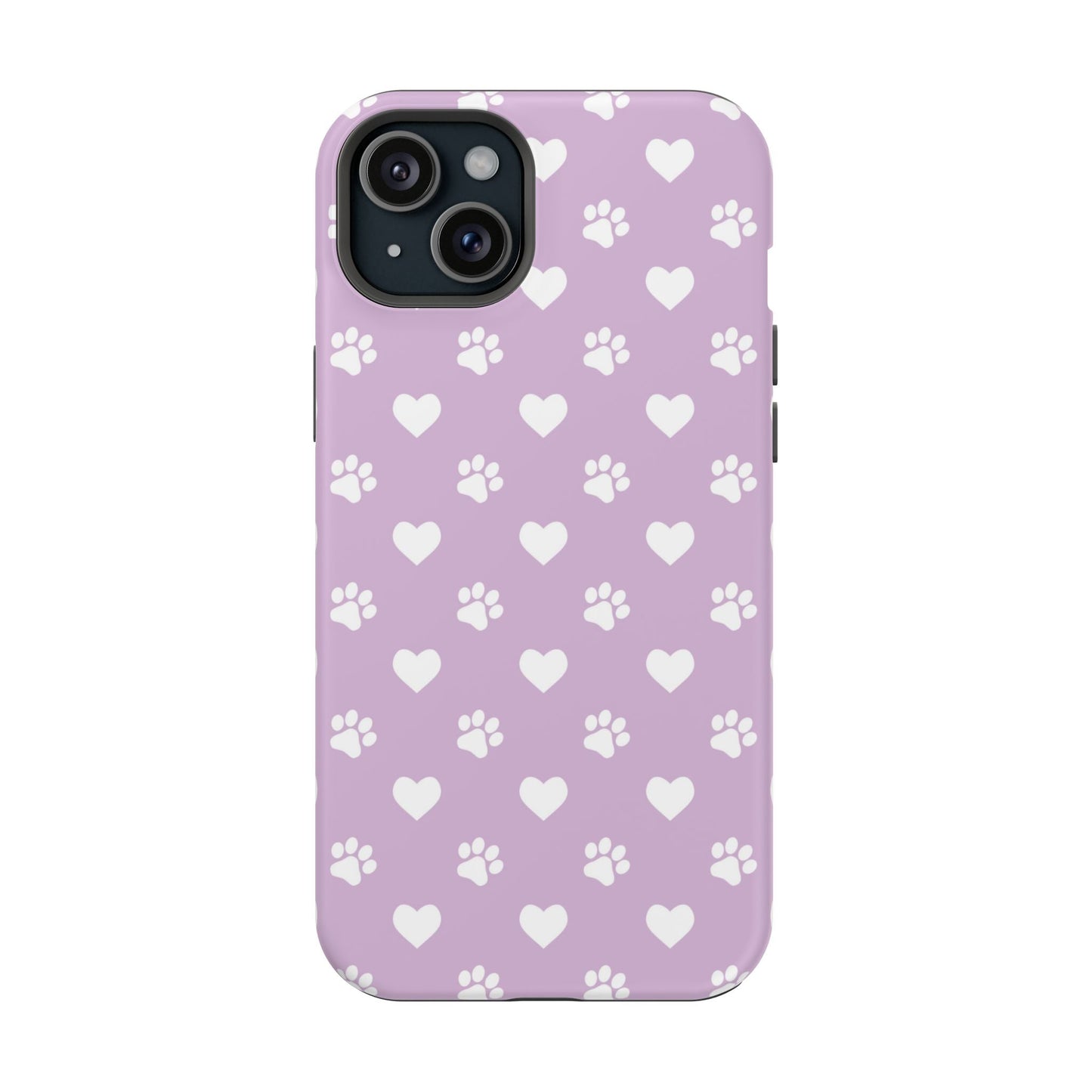 Purple Hearts & Paw Prints - Cute Pet Lover MagSafe iPhone Case - BOGO Cases