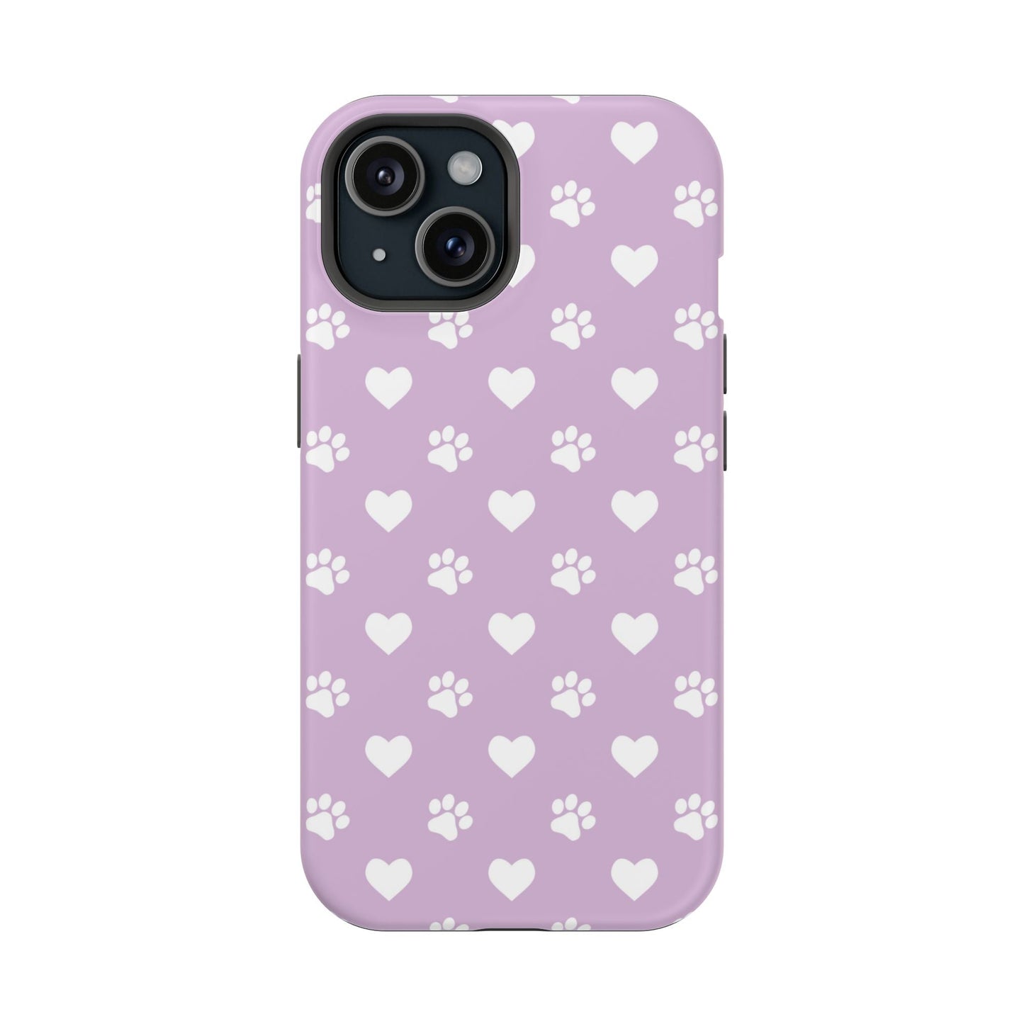 Purple Hearts & Paw Prints - Cute Pet Lover MagSafe iPhone Case - BOGO Cases