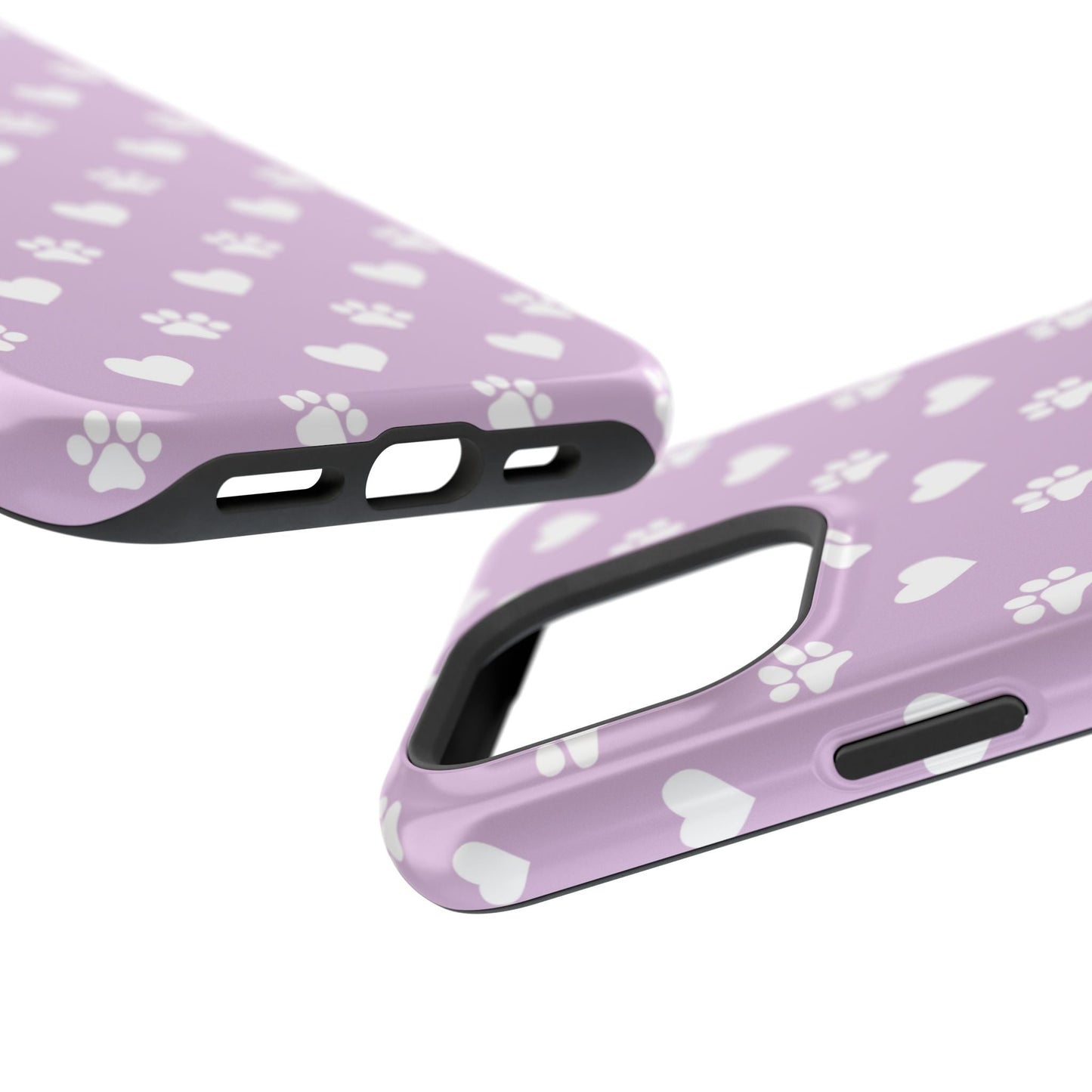 Purple Hearts & Paw Prints - Cute Pet Lover MagSafe iPhone Case - BOGO Cases