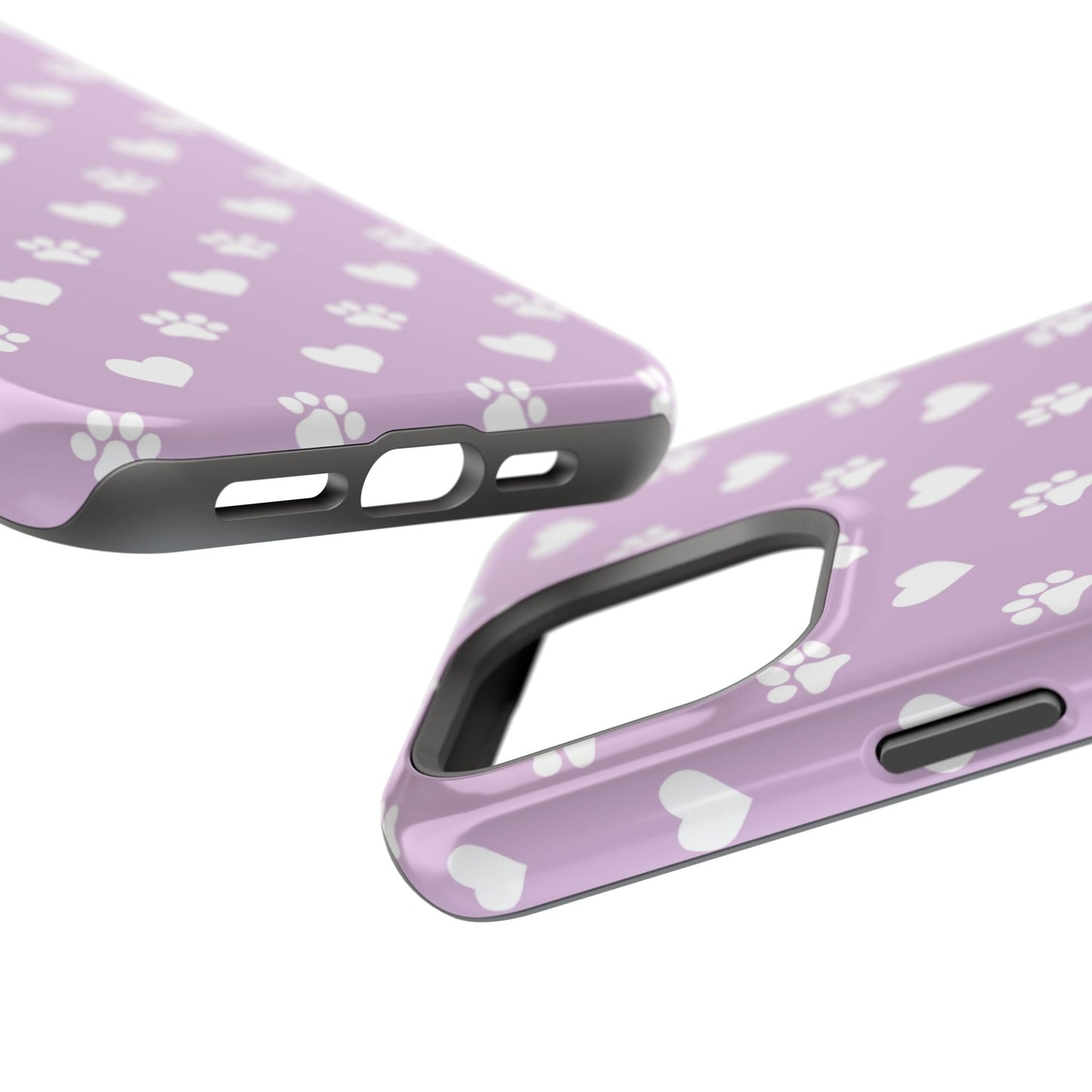 Purple Hearts & Paw Prints - Cute Pet Lover MagSafe iPhone Case - BOGO Cases