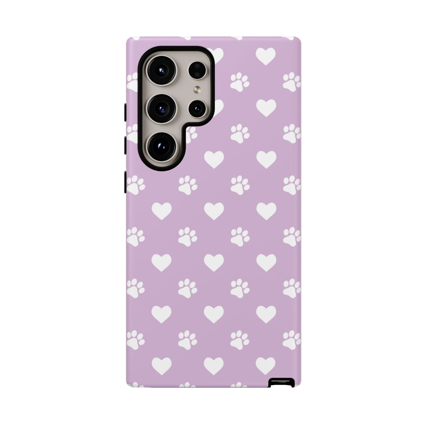 Purple Hearts & Paw Prints - Cute Pet Lover Samsung Galaxy Case - BOGO Cases