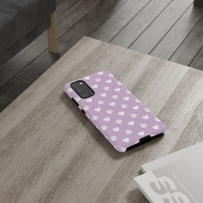 Purple Hearts & Paw Prints - Cute Pet Lover Samsung Galaxy Case - BOGO Cases