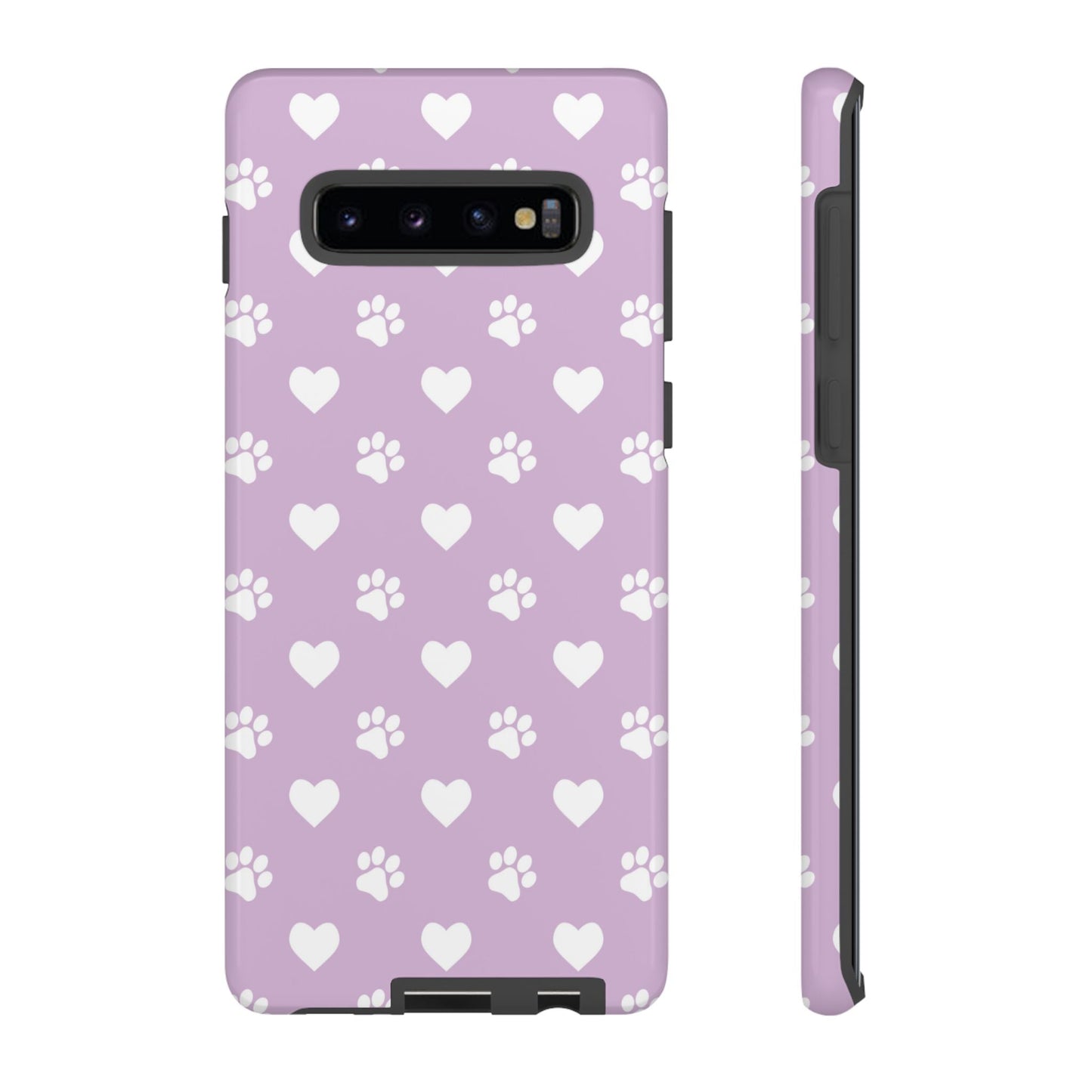 Purple Hearts & Paw Prints - Cute Pet Lover Samsung Galaxy Case - BOGO Cases
