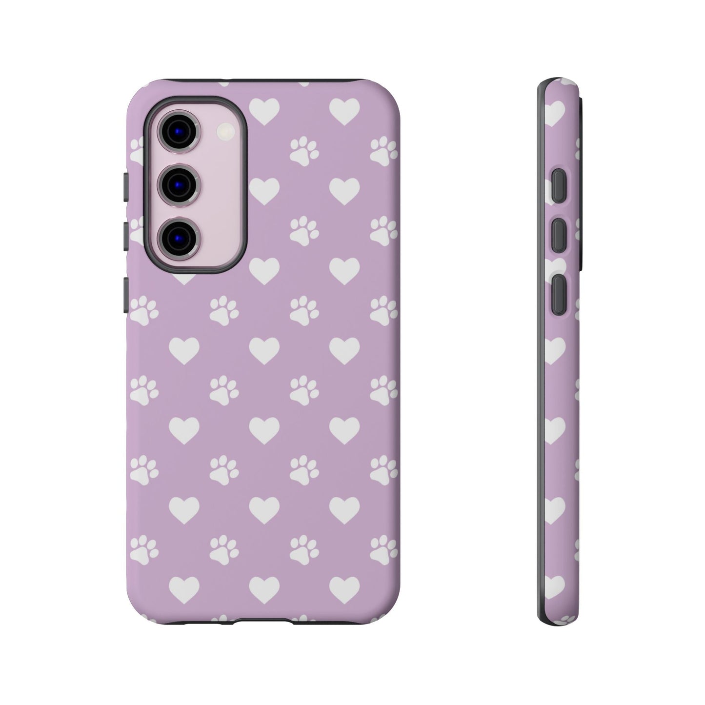 Purple Hearts & Paw Prints - Cute Pet Lover Samsung Galaxy Case - BOGO Cases