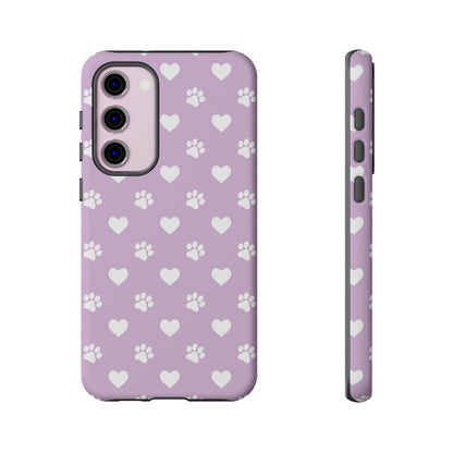 Purple Hearts & Paw Prints - Cute Pet Lover Samsung Galaxy Case - BOGO Cases